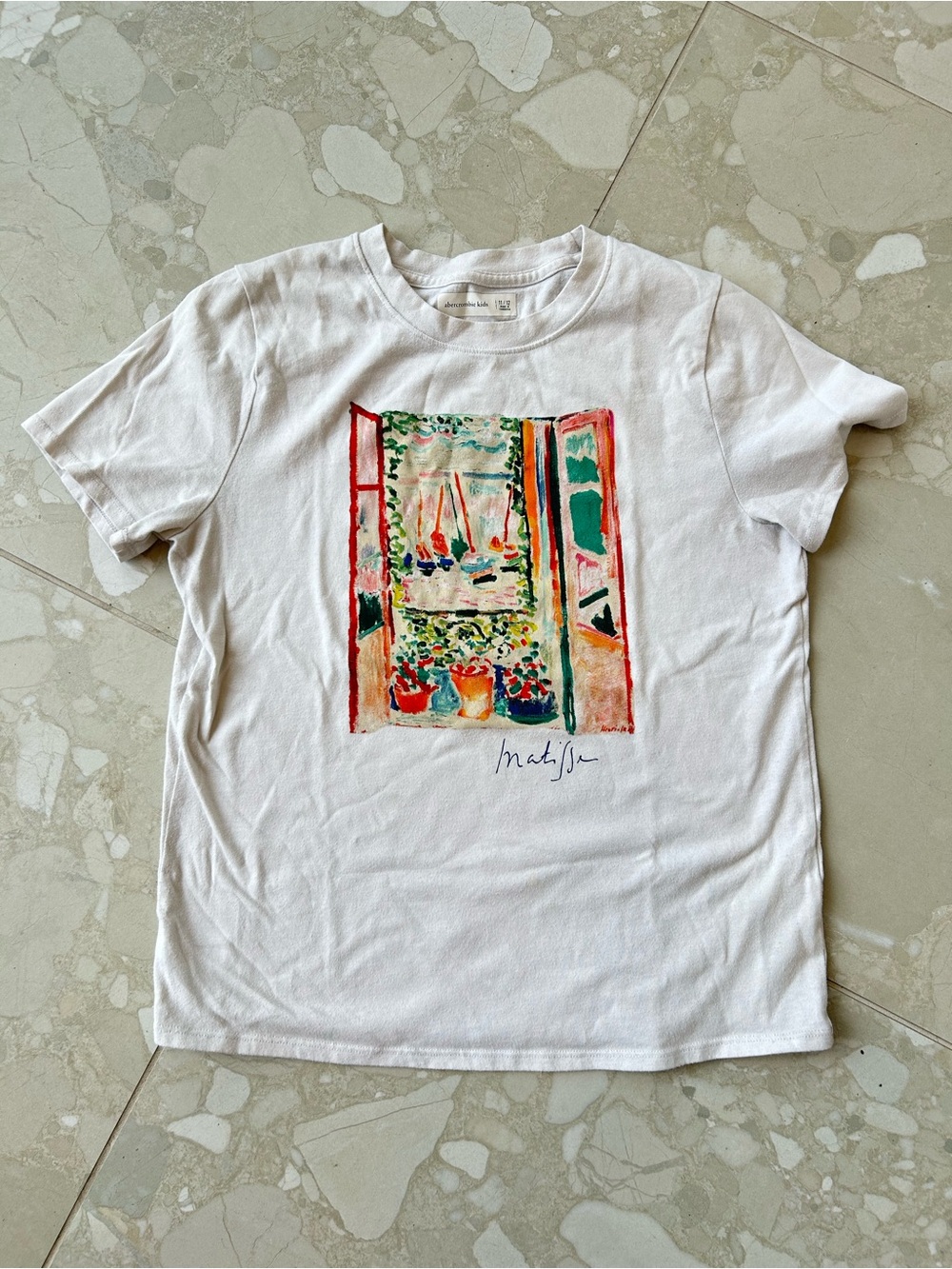 abercrombie kids White Short-Sleeve “Matisse” Open Window Artwork Tee